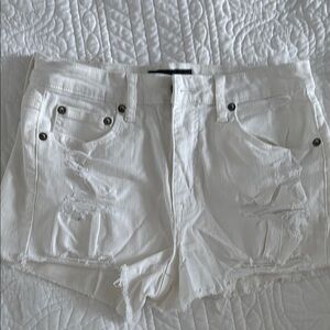 White Distressed Denim Shorts